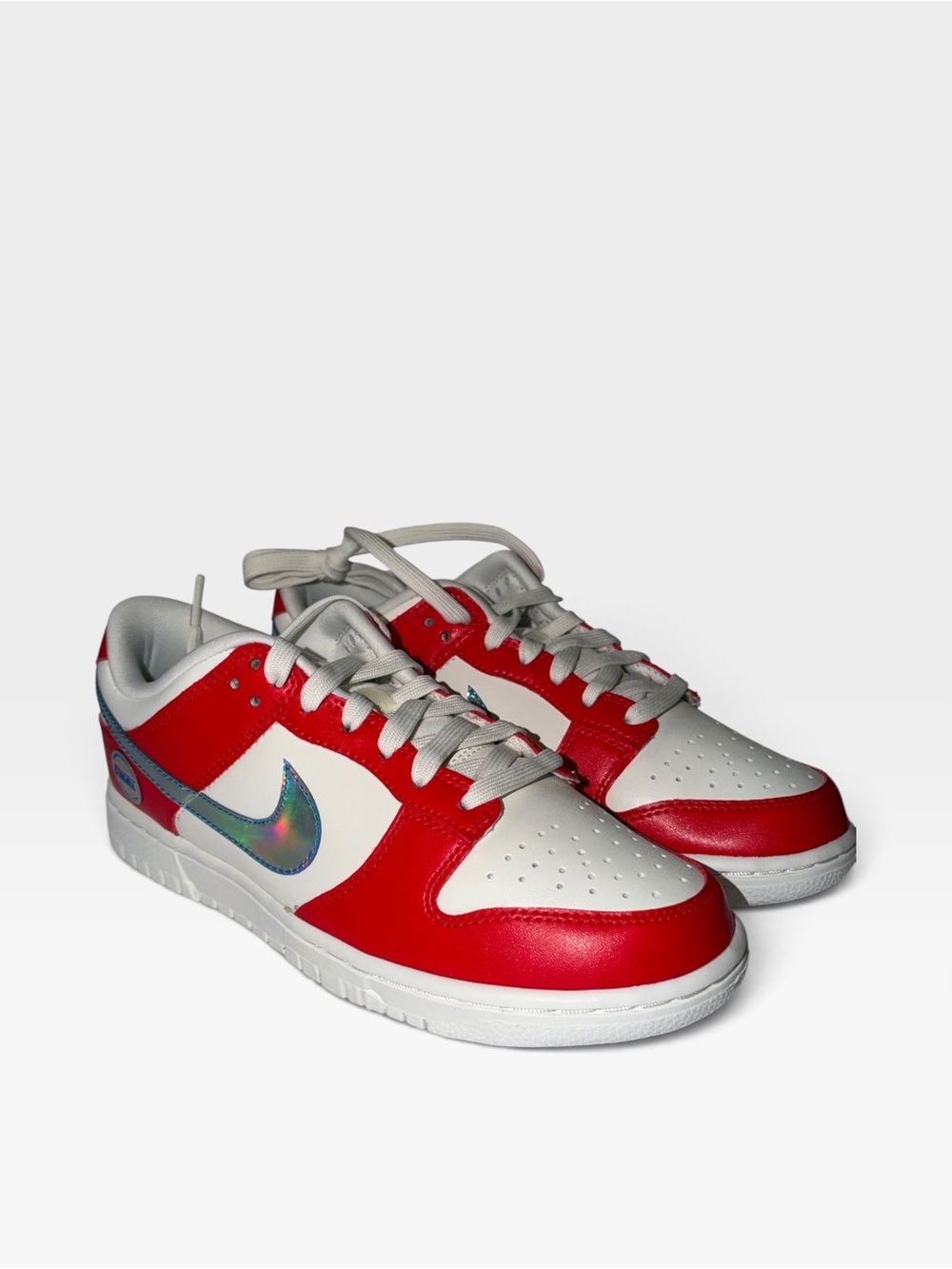 Nike Dunk low WNBA anniversary edition- White & Red with Iridescent Swoosh